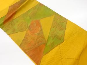 リサイクル　ふくれ織花菱・唐草・抽象草花模様織出し名古屋帯